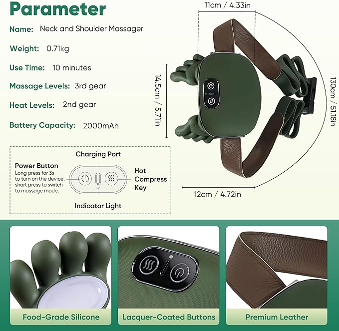 Portable, Bionic Heated Neck and Back Massager